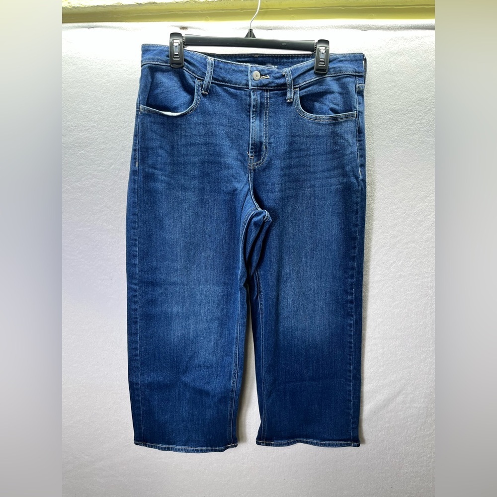 Old Navy Wow‎ Wide Leg Jeans Womens 12 Short Blue Denim Stretch Y2K Cool 2522